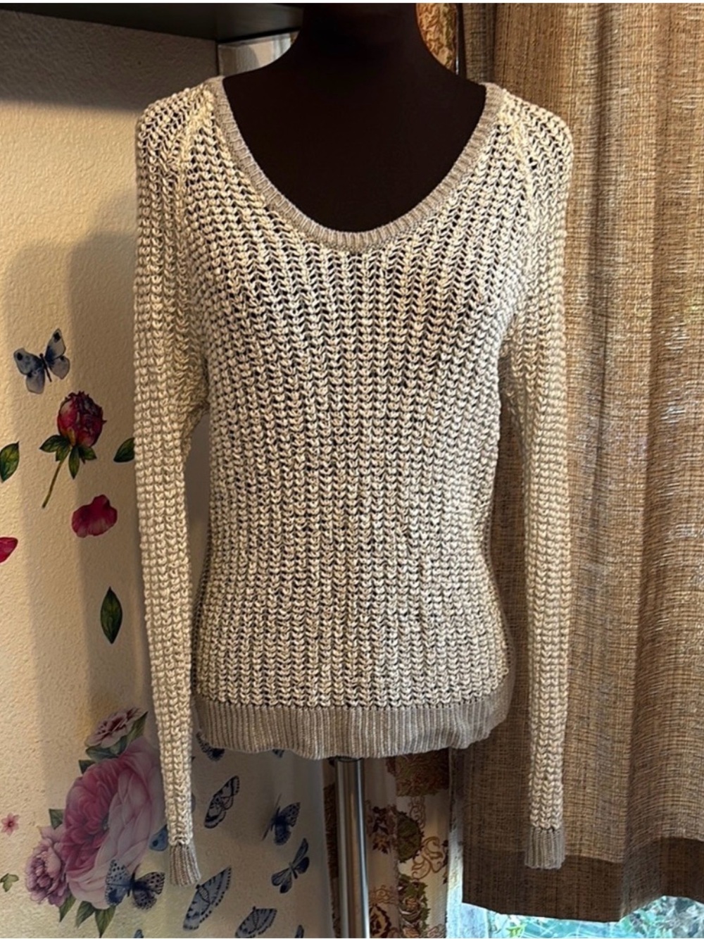 Lou & Grey Open-Knit Raglan Pullover